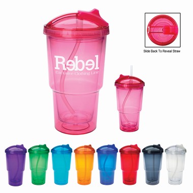 16oz Double Wall Travel Tumblers with Straws