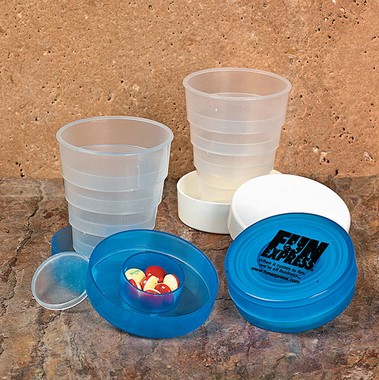 Collapsible Cup W Pill Box Blue | Fun Impressions