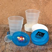 Collapsible Cup W Pill Box Blue