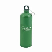 Green 32 oz Aluminum Water Bottle w Carabiner